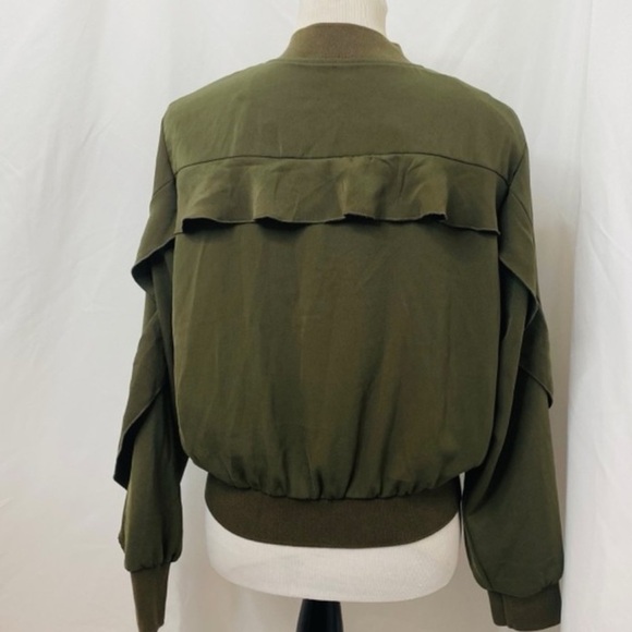 Who What Wear Green Bomber Jacket with Ruffle Detail size small - Picture 4 of 4